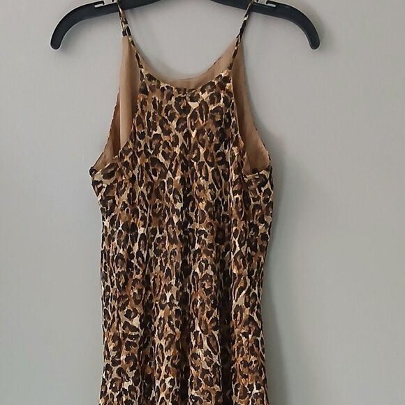 VTG 1990s Hampton Nites Sz 12 Cheetah Print Chiffon Cocktail Maxi Dress Lined - Picture 10 of 14